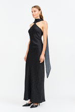 Load image into Gallery viewer, NEWEST ARRIVAL Black/White Polka Dot Neck Scarf Maxi Dress
