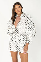 Load image into Gallery viewer, NEWEST ARRIVAL White/Black Polka Dot Puff Sleeve Mini Skort Set
