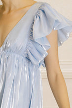 Load image into Gallery viewer, FINAL SALE Sky Blue Monochromatic Shiny Sheen Mini Dress
