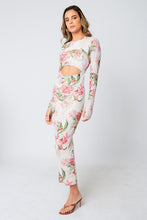 Load image into Gallery viewer, FINAL SALE Off White Floral Mesh Bodycon Midi Dress
