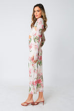 Load image into Gallery viewer, FINAL SALE Off White Floral Mesh Bodycon Midi Dress
