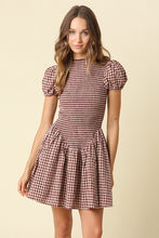 Load image into Gallery viewer, NEWEST ARRIVAL Burgundy Plaid Smocked Dress
