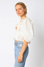 Load image into Gallery viewer, Eyelet Crop Ruffle Blouse
