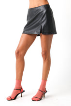 Load image into Gallery viewer, NEWEST ARRIVAL Black Pleather Mini Skort
