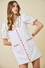 Load image into Gallery viewer, NEWEST ARRIVAL White Floral Embroidered Peter Pan Dress
