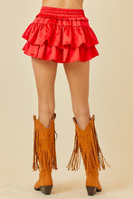 Load image into Gallery viewer, FINAL SALE Red Satin Tiered Ruffle Skirt
