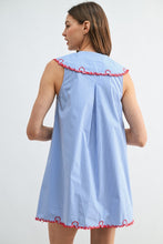 Load image into Gallery viewer, NEWEST ARRIVAL Blue/White Striped Peter Pan Collar Shift Dress
