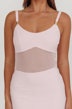 Load image into Gallery viewer, NEWEST ARRIVAL Pink Fitted Sheer Bodice Maxi Dress
