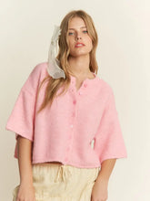 Load image into Gallery viewer, NEWEST ARRIVAL Pink Cropped Fuzzy Boxy Cardigan
