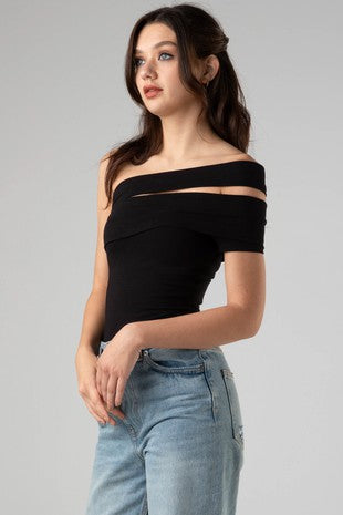 Black One Shoulder Bodysuit