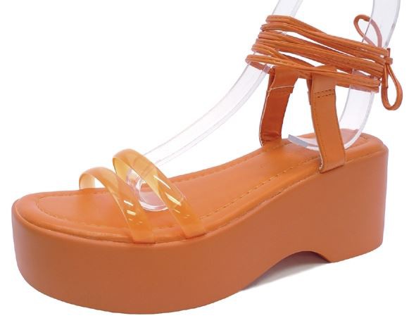 FINAL SALE Neon Orange Lace Up Platforms