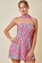 Load image into Gallery viewer, NEWEST ARRIVAL Pink/Purple Floral Neck Scarf Dress
