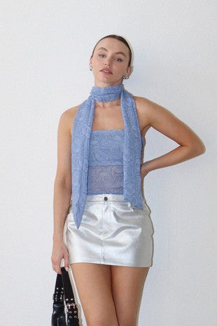 FINAL SALE Ivory Sheer Neck Scarf Strapless Top