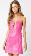 Load image into Gallery viewer, LAST ONE FINAL SALE Pink Pleather Cut Out Front Mini Dress

