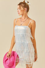 Load image into Gallery viewer, FINAL SALE Silver Iridescent Fringe Dress
