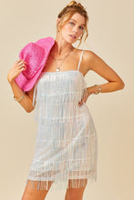 Load image into Gallery viewer, FINAL SALE Silver Iridescent Fringe Dress
