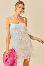 Load image into Gallery viewer, FINAL SALE Silver Iridescent Fringe Dress
