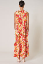 Load image into Gallery viewer, Red/Gold Floral Maxi Dress
