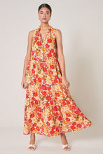Load image into Gallery viewer, Red/Gold Floral Maxi Dress
