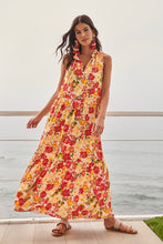 Load image into Gallery viewer, Red/Gold Floral Maxi Dress
