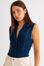 Load image into Gallery viewer, NEWEST ARRIVAL Dark Denim Sleeveless Bodysuit
