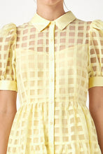 Load image into Gallery viewer, LAST ONE FINAL SALE Yellow Organza Grid Midi Dress

