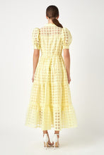 Load image into Gallery viewer, LAST ONE FINAL SALE Yellow Organza Grid Midi Dress
