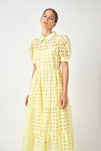 Load image into Gallery viewer, LAST ONE FINAL SALE Yellow Organza Grid Midi Dress
