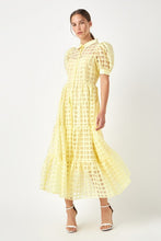 Load image into Gallery viewer, LAST ONE FINAL SALE Yellow Organza Grid Midi Dress
