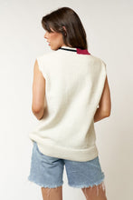 Load image into Gallery viewer, FINAL SALE Crimson Red Game Day Stitching Oversized Vest
