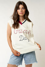 Load image into Gallery viewer, FINAL SALE Crimson Red Game Day Stitching Oversized Vest
