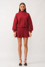 Load image into Gallery viewer, Dark Red Knit Pleated Skirt Set

