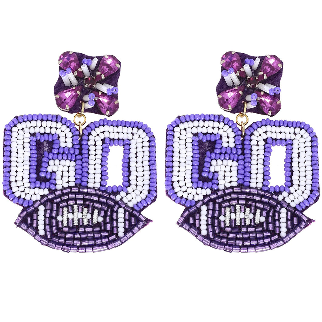 NEWEST ARRIVAL Purple Game Day Beaded Earrings