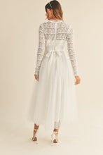 Load image into Gallery viewer, FINAL SALE Off White Lace Bodice Tulle Midi Dress
