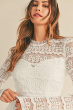 Load image into Gallery viewer, FINAL SALE Off White Lace Bodice Tulle Midi Dress
