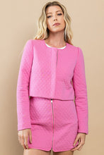 Load image into Gallery viewer, Pink Quilted Zip Up Mini Skirt Set
