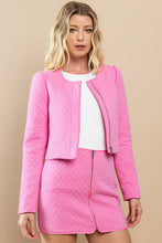 Load image into Gallery viewer, Pink Quilted Zip Up Mini Skirt Set
