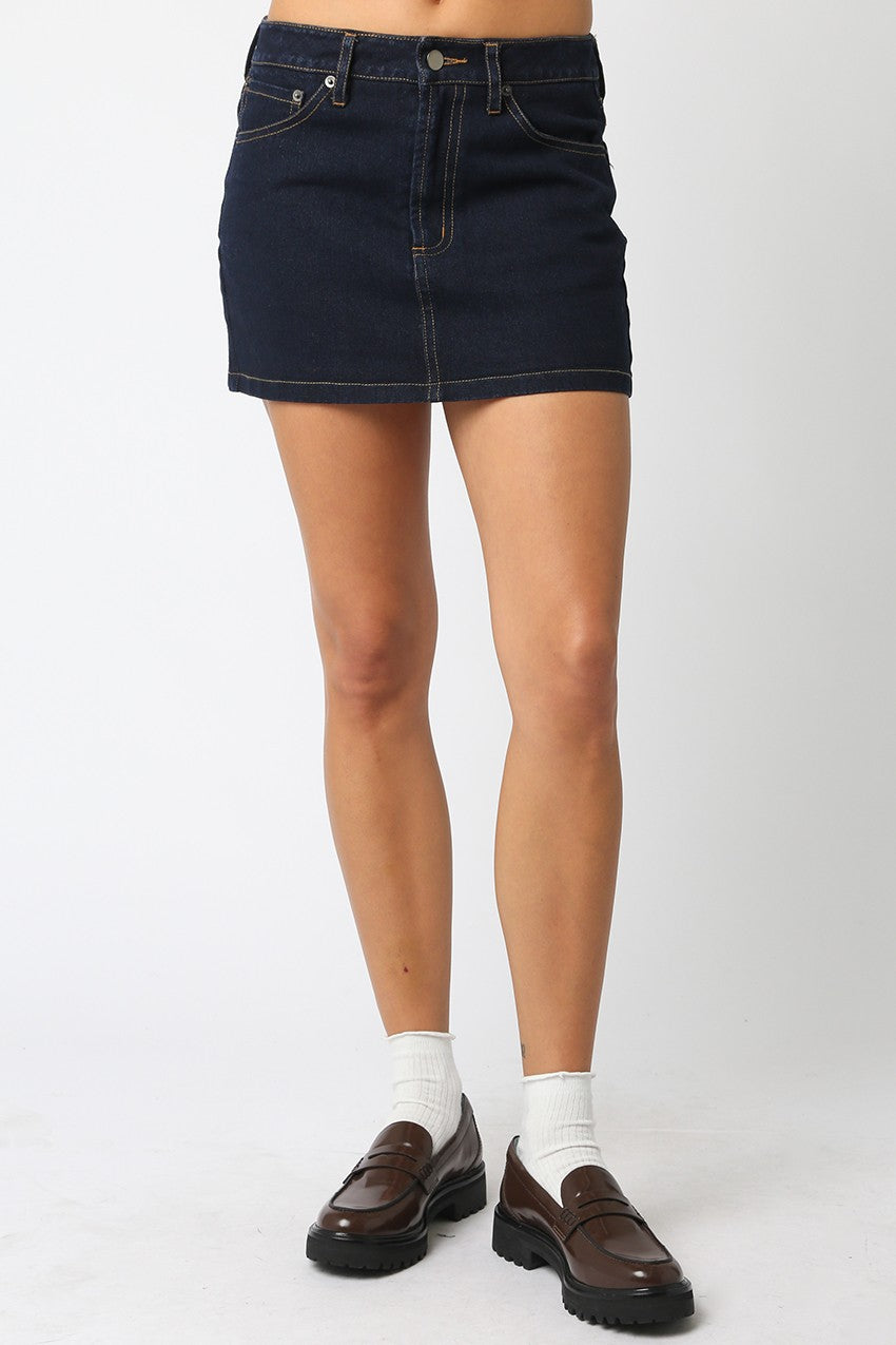 NEWEST ARRIVAL Dark Wash Blue Jean Denim Mini Skirt