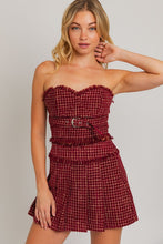 Load image into Gallery viewer, FINAL SALE Burgundy Red Tweed Skirt Set
