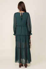 Load image into Gallery viewer, FINAL SALE Hunter Green Tiered Boho Maxi Dress

