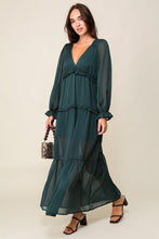 Load image into Gallery viewer, FINAL SALE Hunter Green Tiered Boho Maxi Dress
