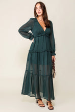 Load image into Gallery viewer, FINAL SALE Hunter Green Tiered Boho Maxi Dress
