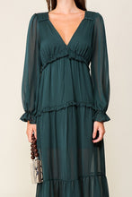 Load image into Gallery viewer, FINAL SALE Hunter Green Tiered Boho Maxi Dress

