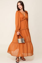 Load image into Gallery viewer, FINAL SALE Rust Tiered Boho Maxi Dress
