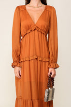 Load image into Gallery viewer, FINAL SALE Rust Tiered Boho Maxi Dress
