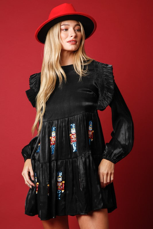 FINAL SALE Black Smocked Nutcracker Dress