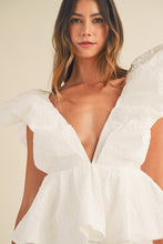 Load image into Gallery viewer, LAST ONE FINAL SALE White Deep Plunge Ruffle Mini Dress
