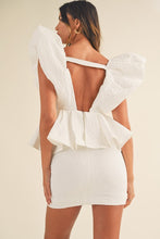 Load image into Gallery viewer, LAST ONE FINAL SALE White Deep Plunge Ruffle Mini Dress
