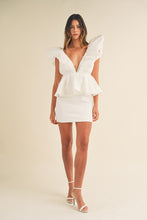 Load image into Gallery viewer, LAST ONE FINAL SALE White Deep Plunge Ruffle Mini Dress

