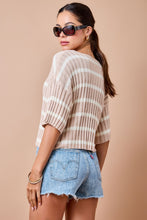 Load image into Gallery viewer, NEWEST ARRIVAL Tan/White Striped Ribbed Cardigan
